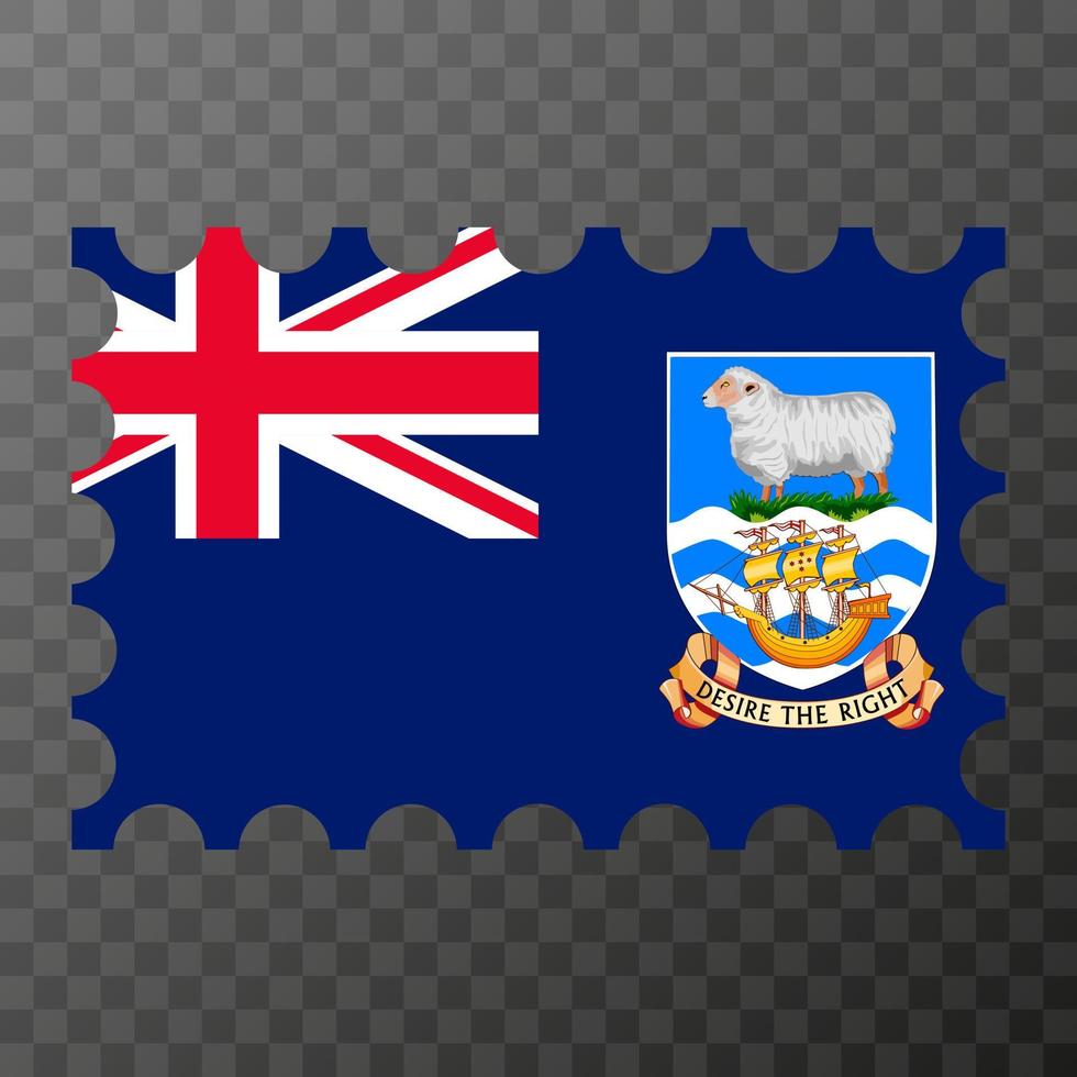 Postage stamp with Falkland Islands flag. Vector illustration.