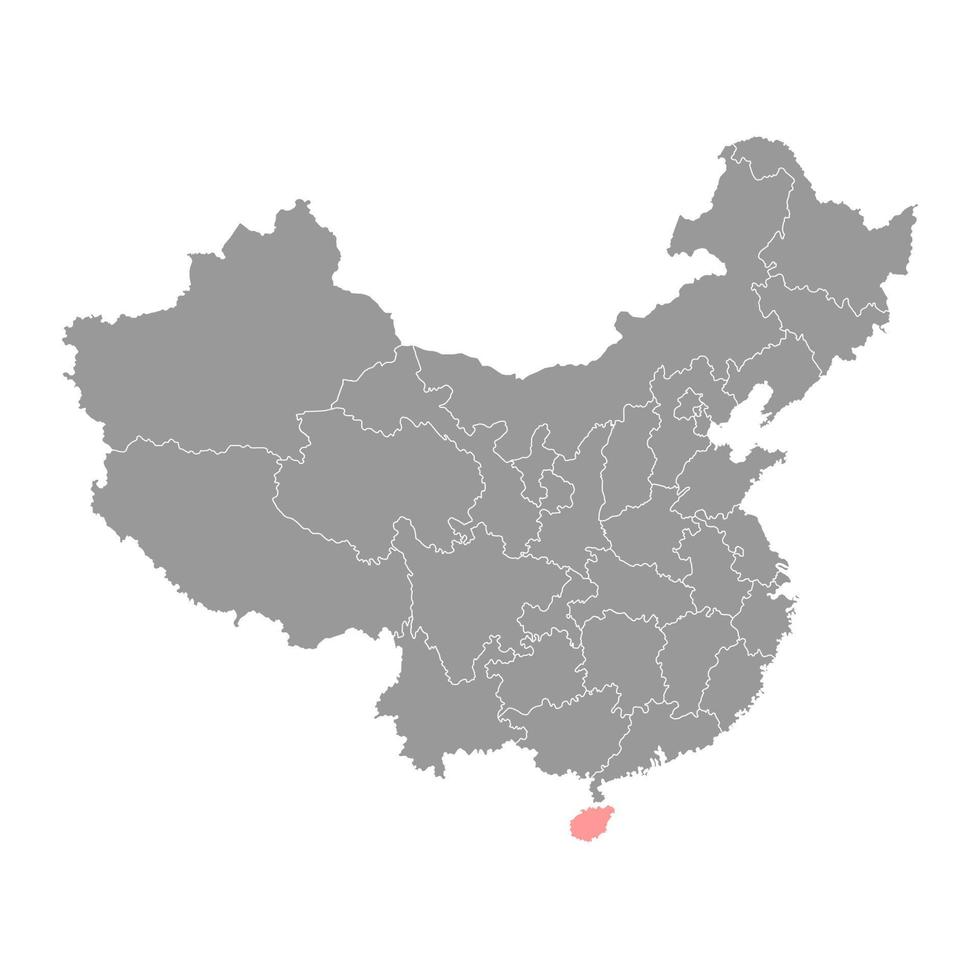 Hainan province map, administrative divisions of China. Vector illustration.