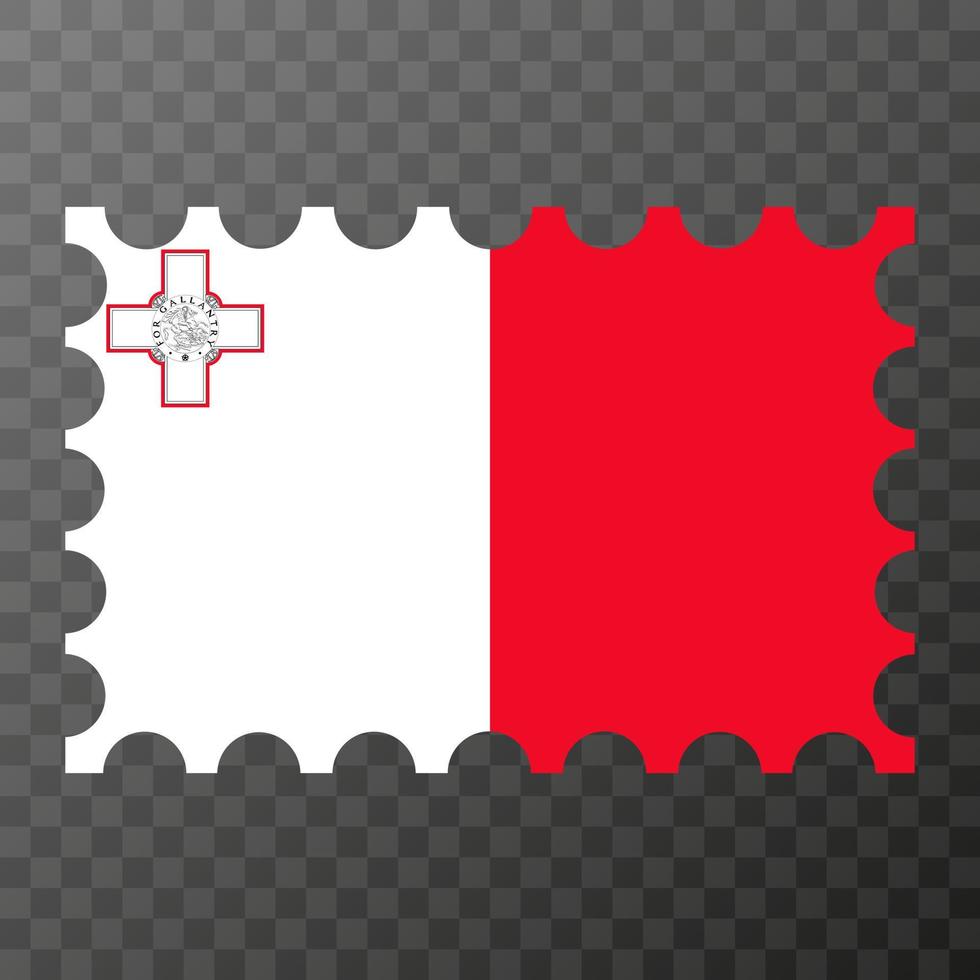 Postage stamp with Malta flag. Vector illustration.