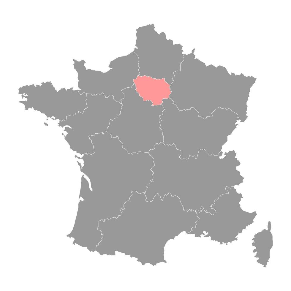 Ile de France Map. Region of France. Vector illustration.