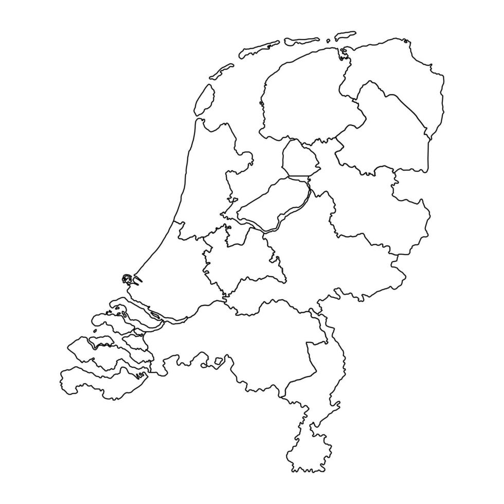 Netherlands map with provinces. Vector illustration.