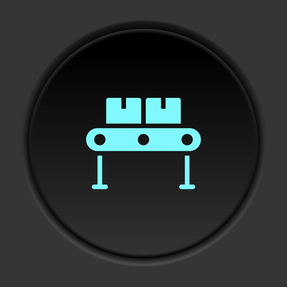 Dark button icon Mass production conveyor. Button banner round badge interface for application illustration on darken background vector