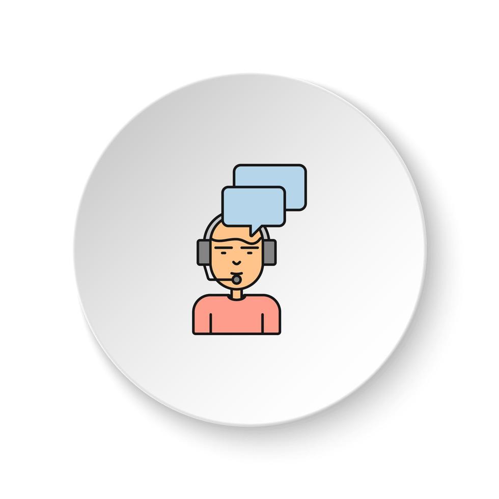 Round button for web icon, customer service. Button banner round, badge interface for application illustration on white background vector