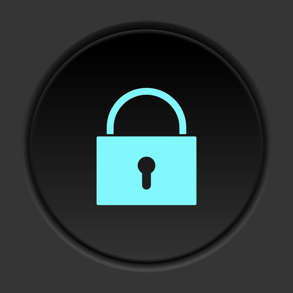 Round button icon Key. Button banner round badge interface for application illustration on dark background vector