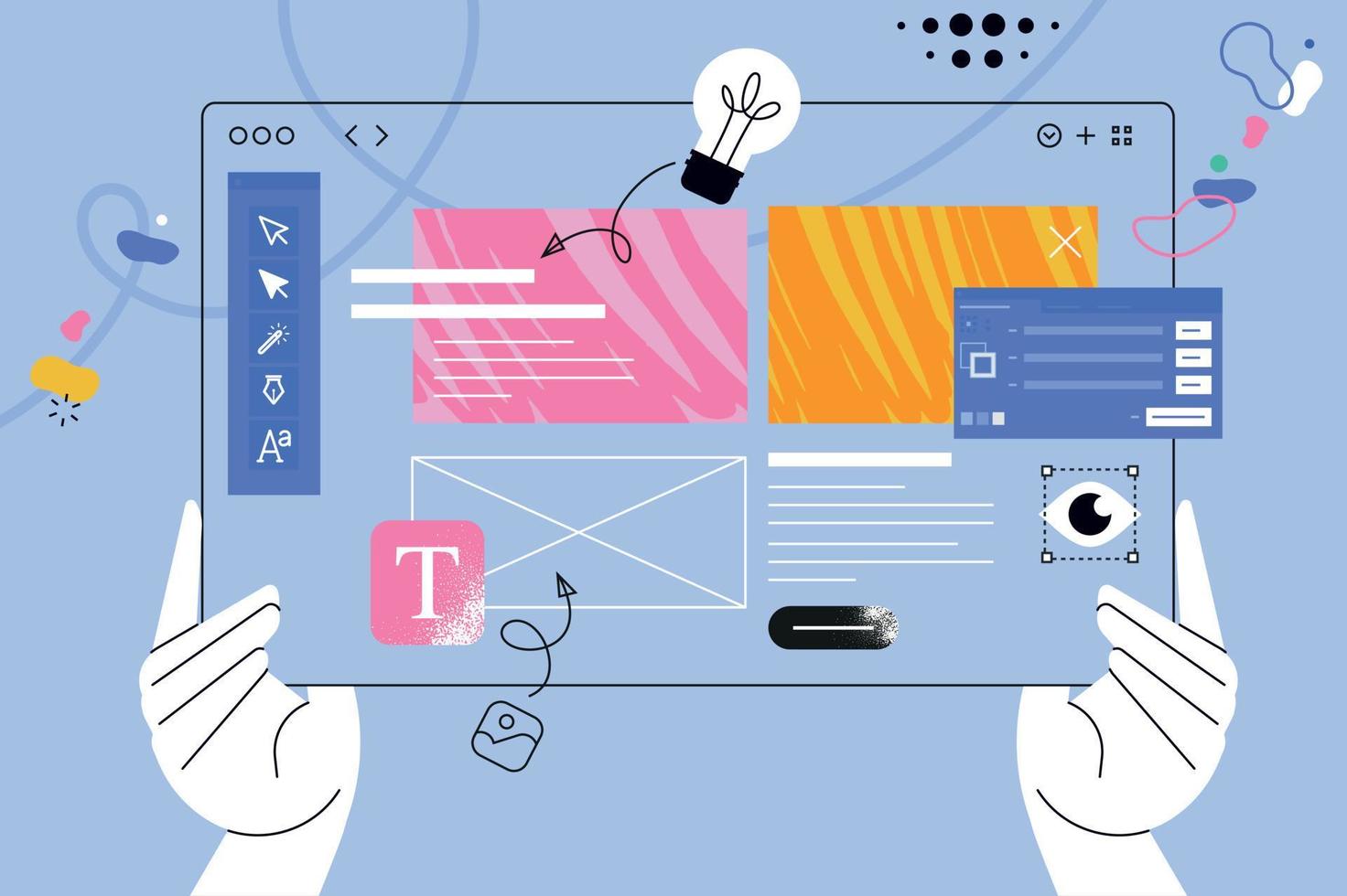 Vector illustration of graphic and web design. Creative concept for web banner, social media banner, business presentation, marketing material.