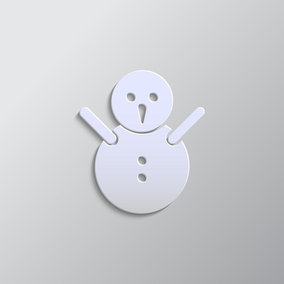 Snowman white silhouette illustration. Vector icon. Paper style vector icon on white background
