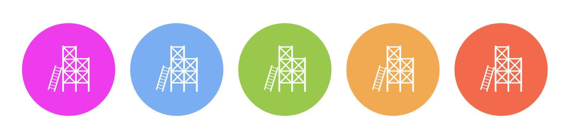 Multi colored flat icons on round backgrounds. ladder, scaffold multicolor circle vector icon on white background