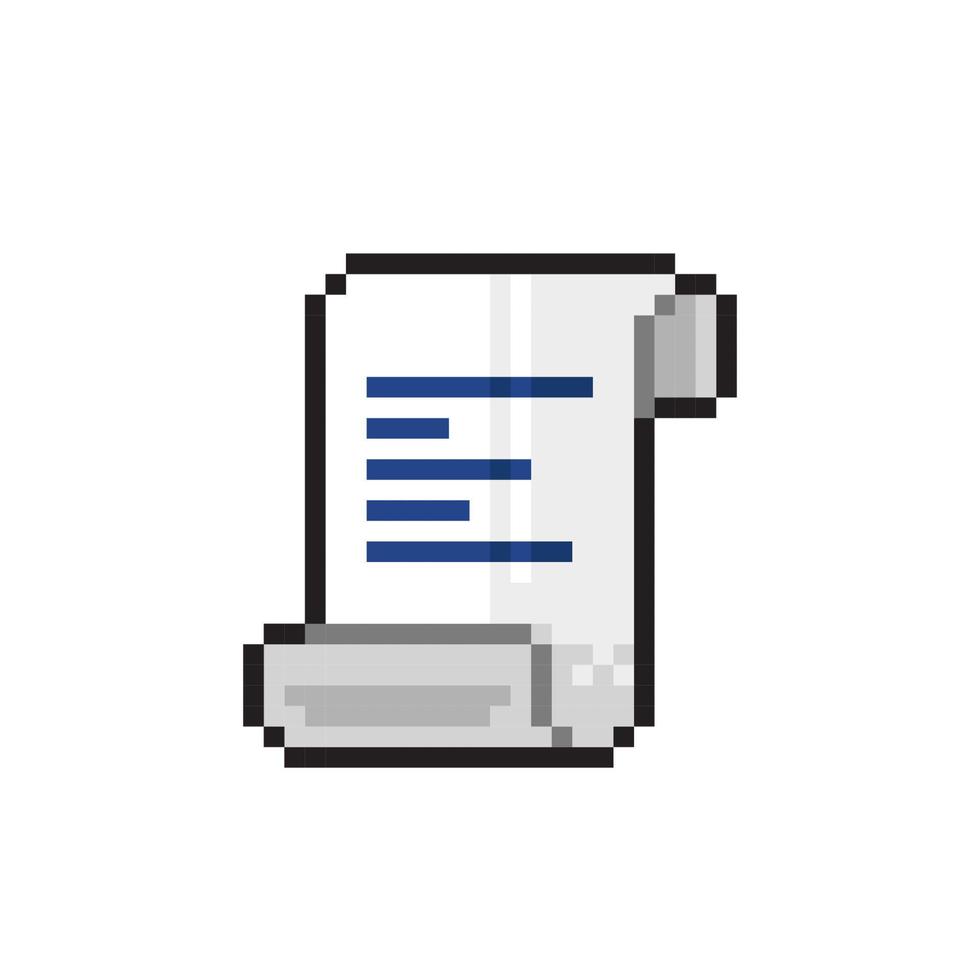 document paper in pixel art style vector