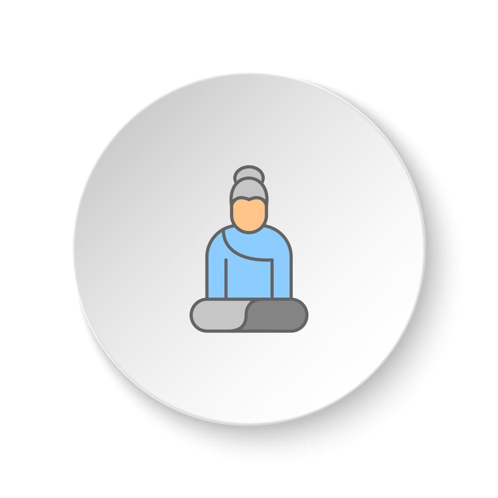 Round button for web icon, Buddha symbol. Button banner round, badge interface for application illustration on white background vector