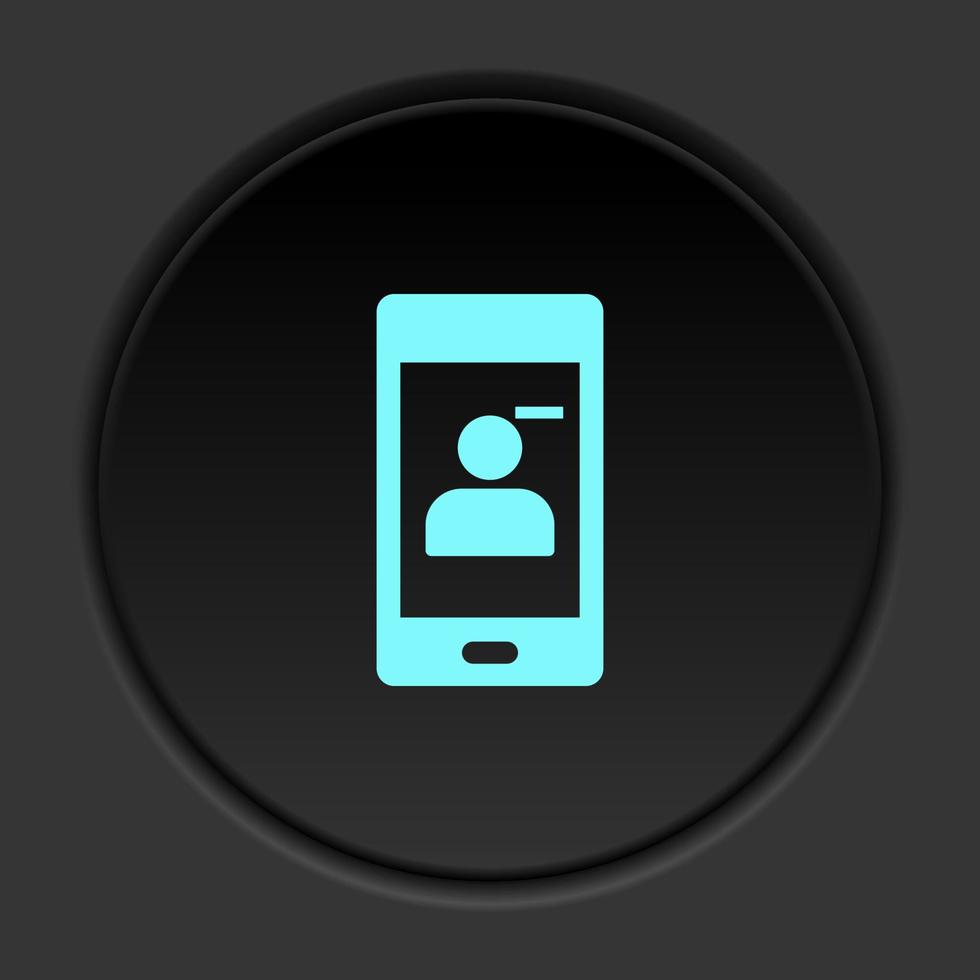 Dark button icon phone contact remove. Button banner round badge interface for application illustration on darken background vector