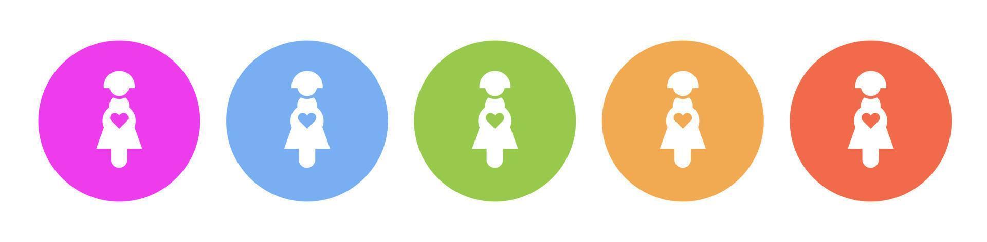 Multi colored icon Pregnant woman baby. Button banner round badge interface for application illustration on white background vector