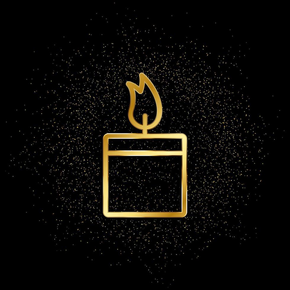 Candle gold icon. Vector illustration of golden particle background.. Spiritual concept vector illustration .