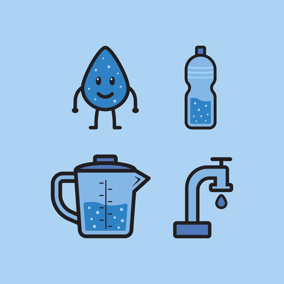 icono conjunto ilustración agua diseño vector