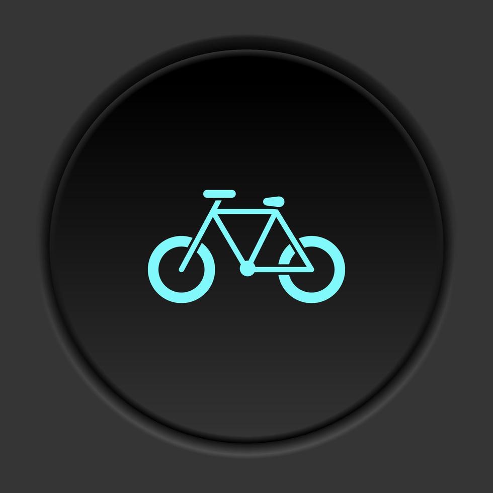 redondo botón icono bicicleta. botón bandera redondo Insignia interfaz para solicitud ilustración en oscuro antecedentes vector