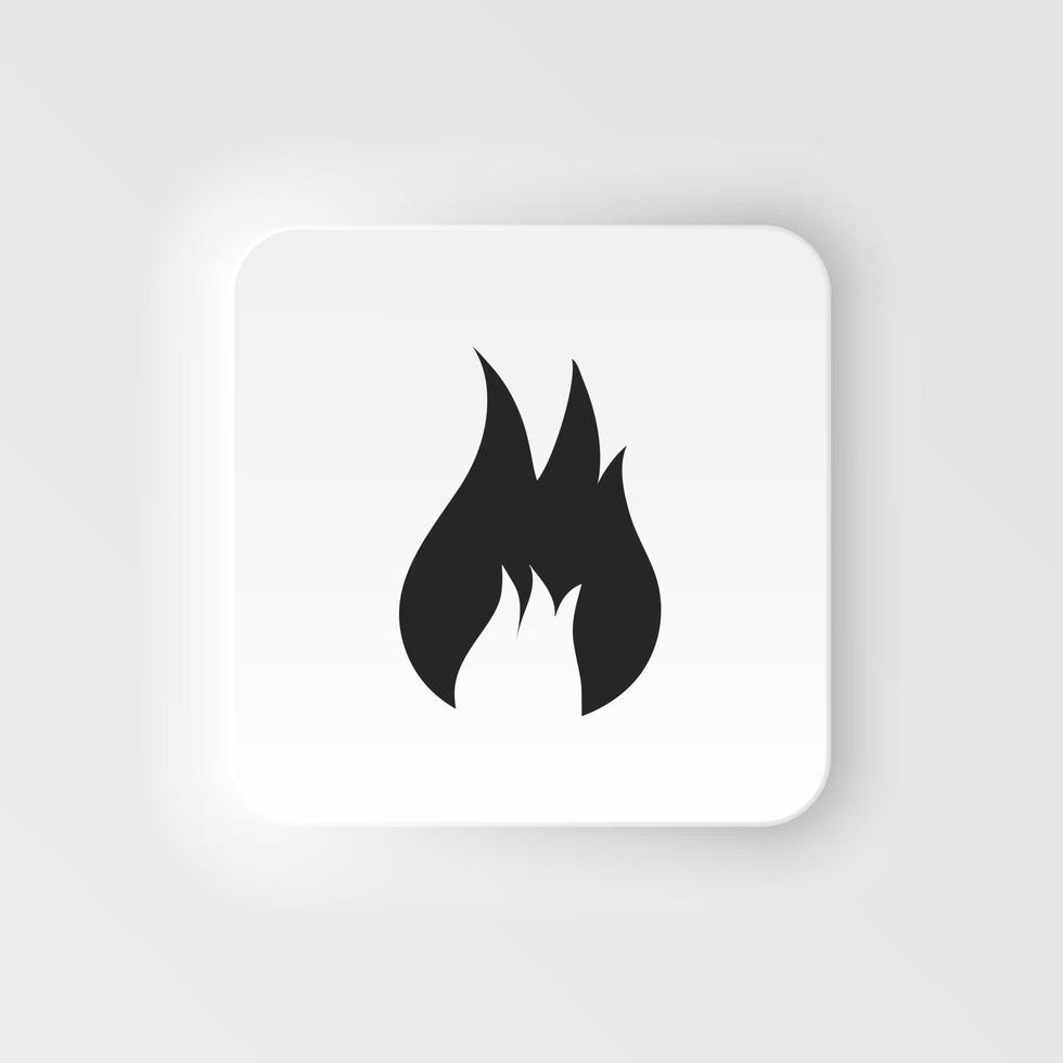 Fire neumorphic icon. Flat black pictogram. Illustration symbol. Fire neumorphic icon, Fire vector on white background