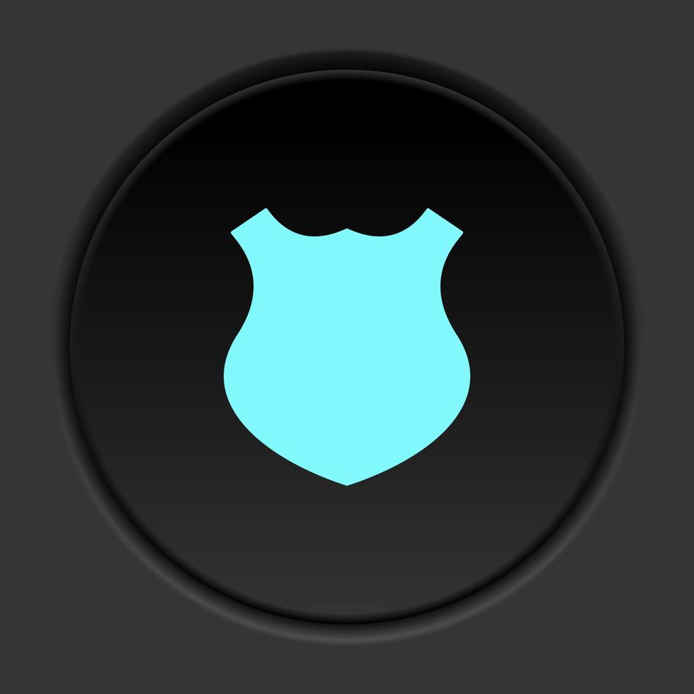 Round button icon Shield shape. Button banner round badge interface for application illustration on dark background vector