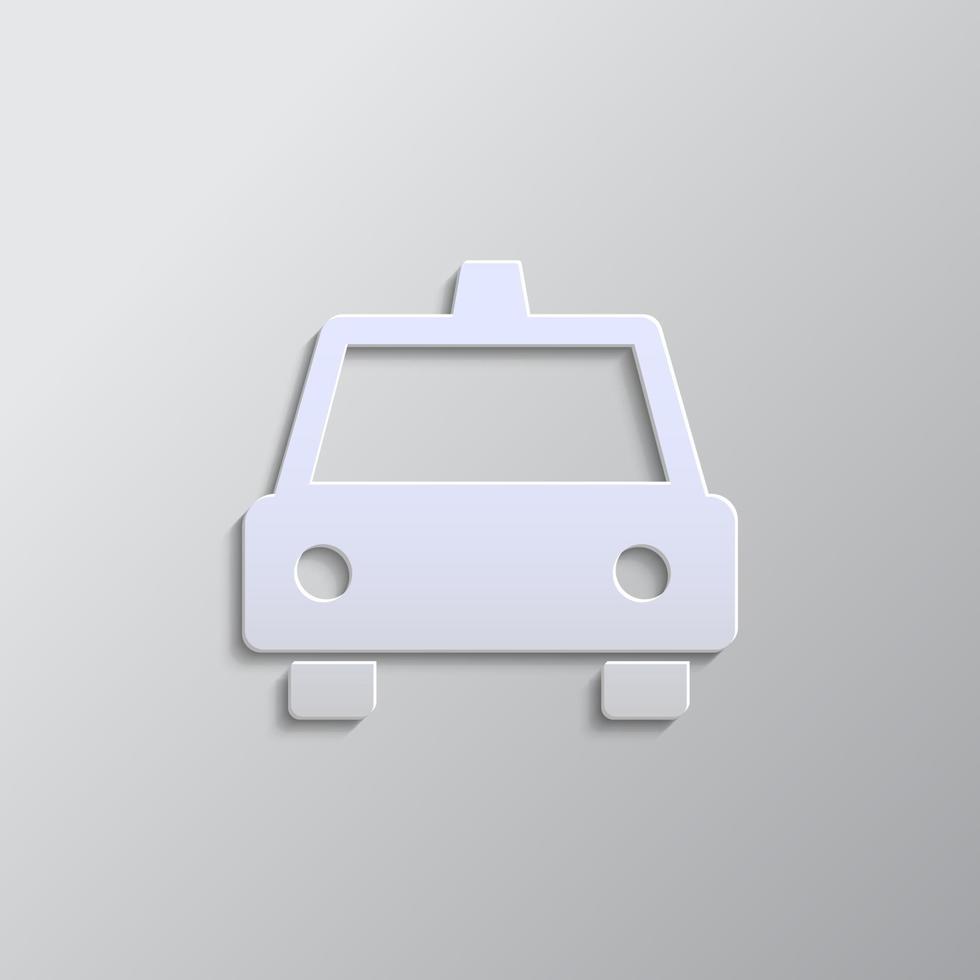 Taxi paper style, icon. Grey color vector background- Paper style vector icon.
