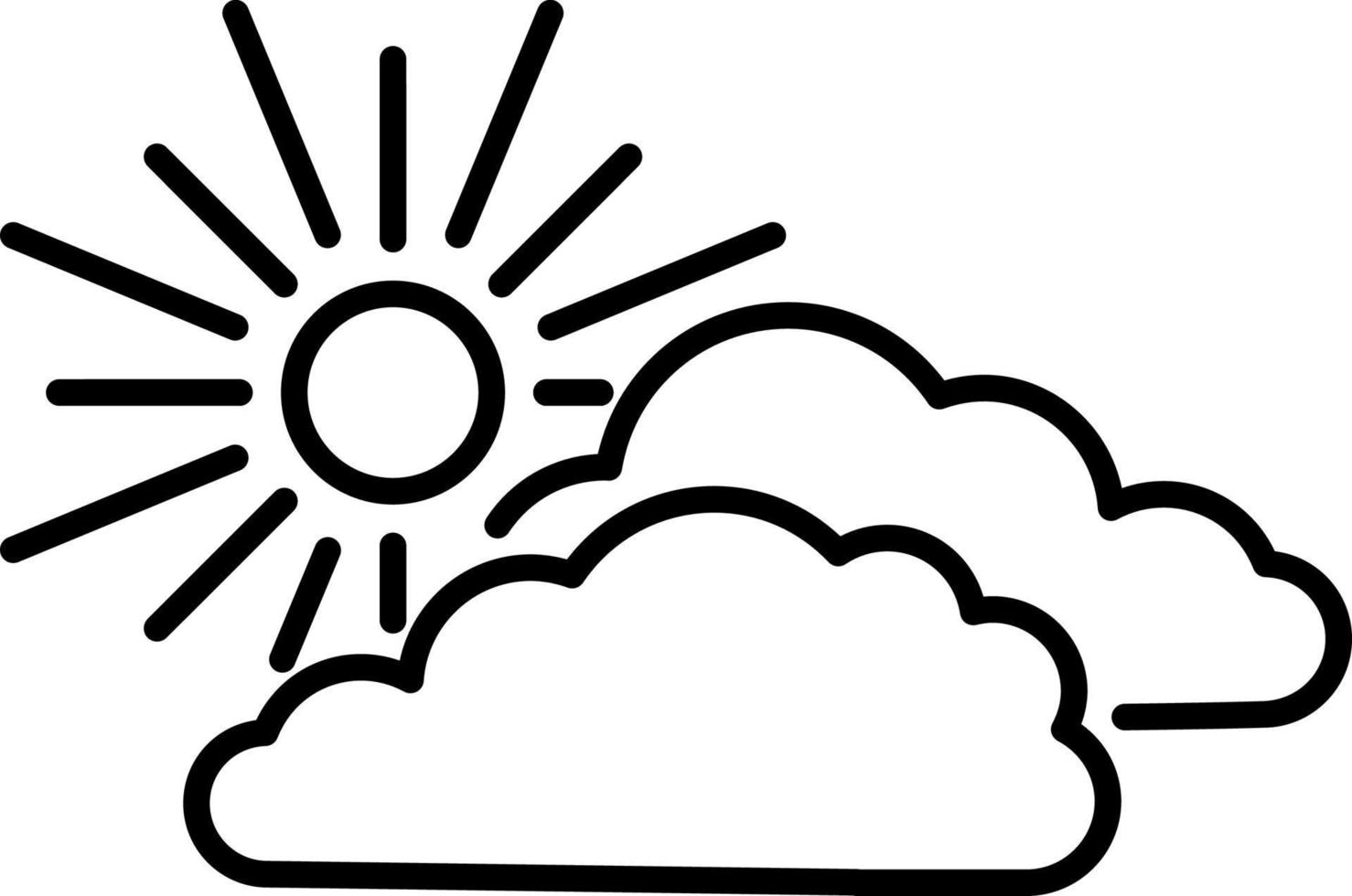 Clouds, overcast, sky vector icon on transparent background. Outline Clouds, overcast, sky vector icon