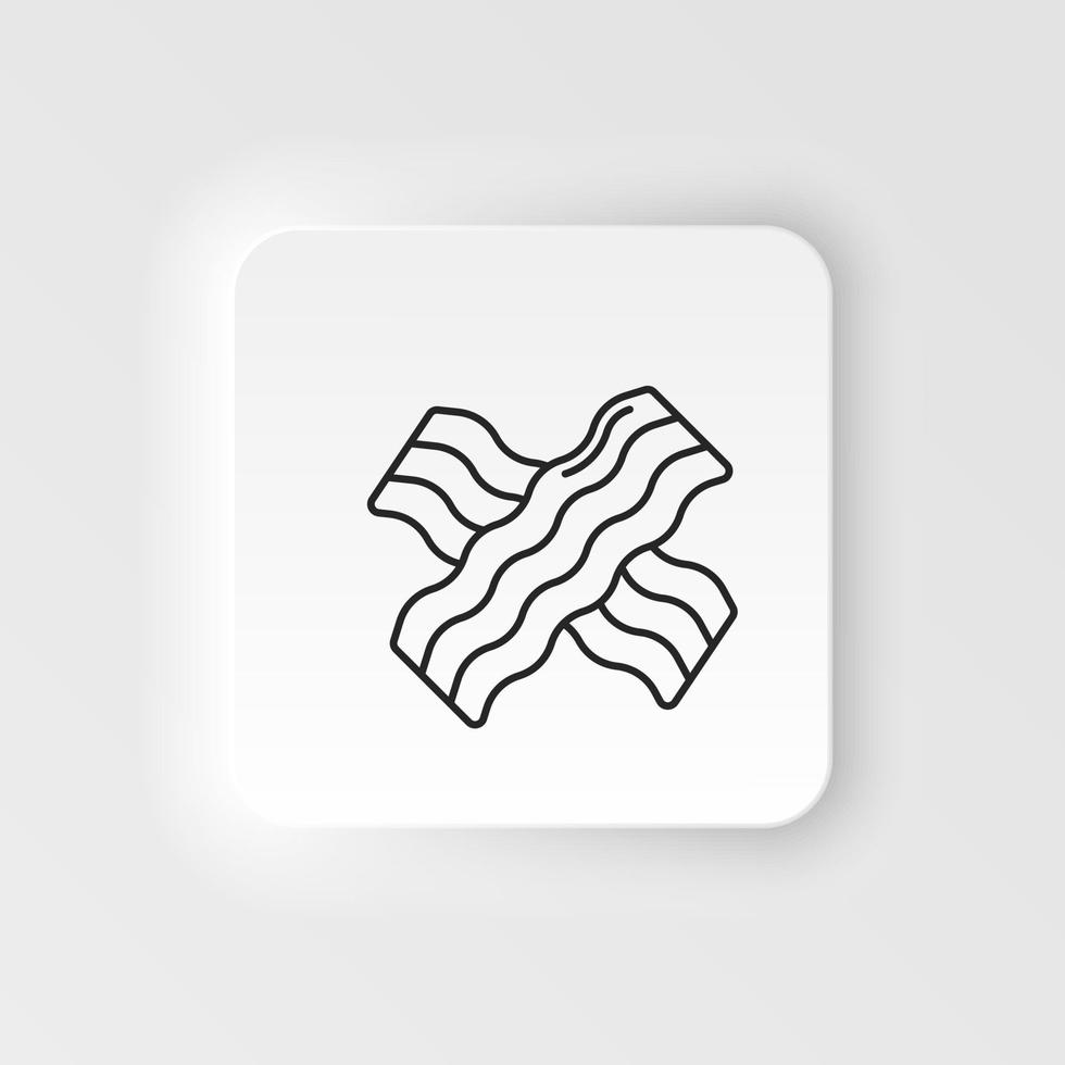 Neumorphic style food and drink vector icon. Bacon simple line vector icon on neumorphism white background