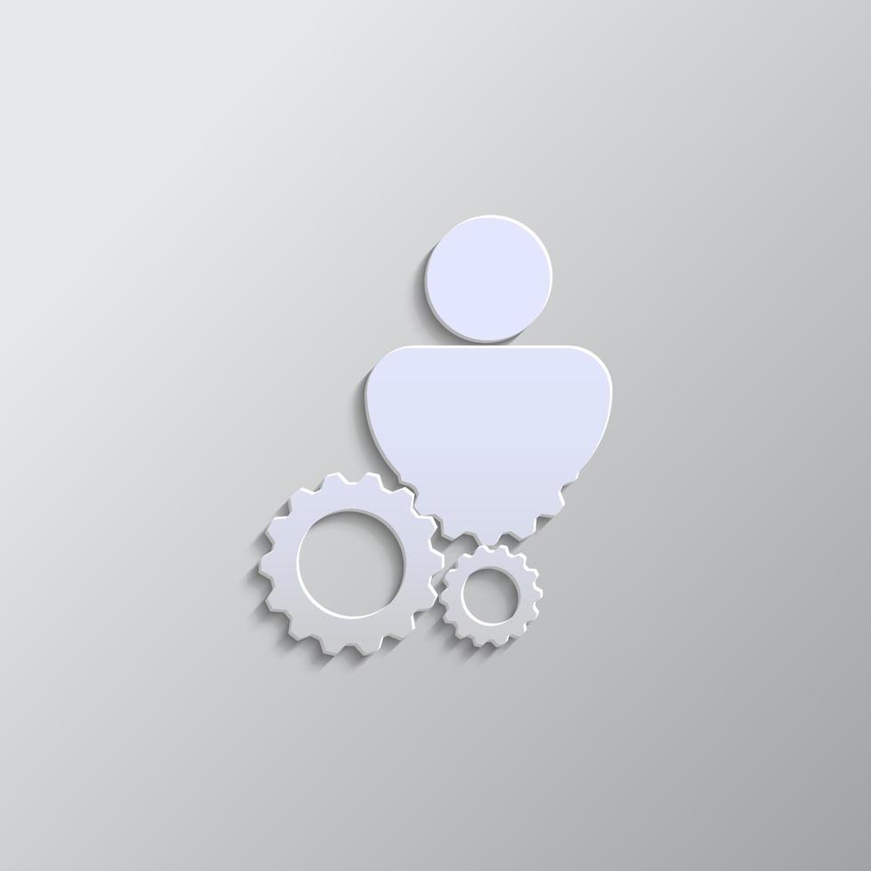Work, prosses, gear paper style icon. Grey color vector background- Paper style vector icon.