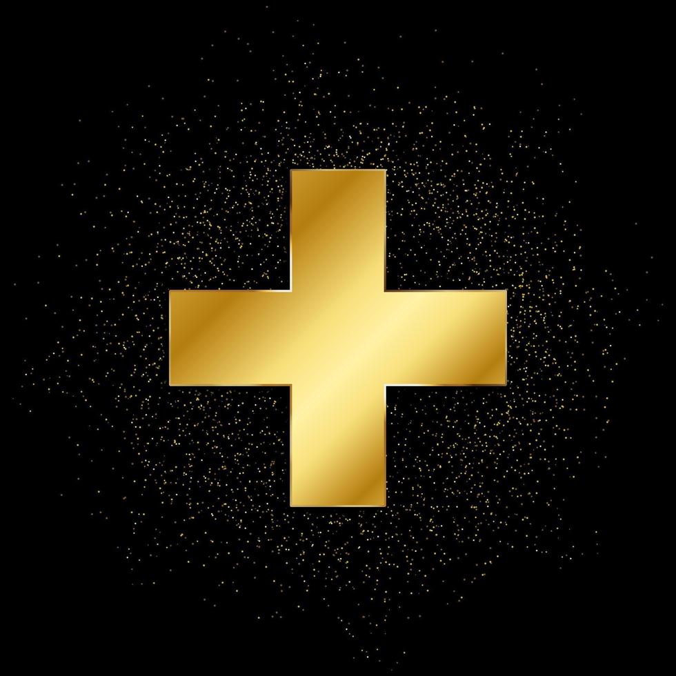 médico, símbolo oro, icono. vector ilustración de dorado partícula en oro vector antecedentes