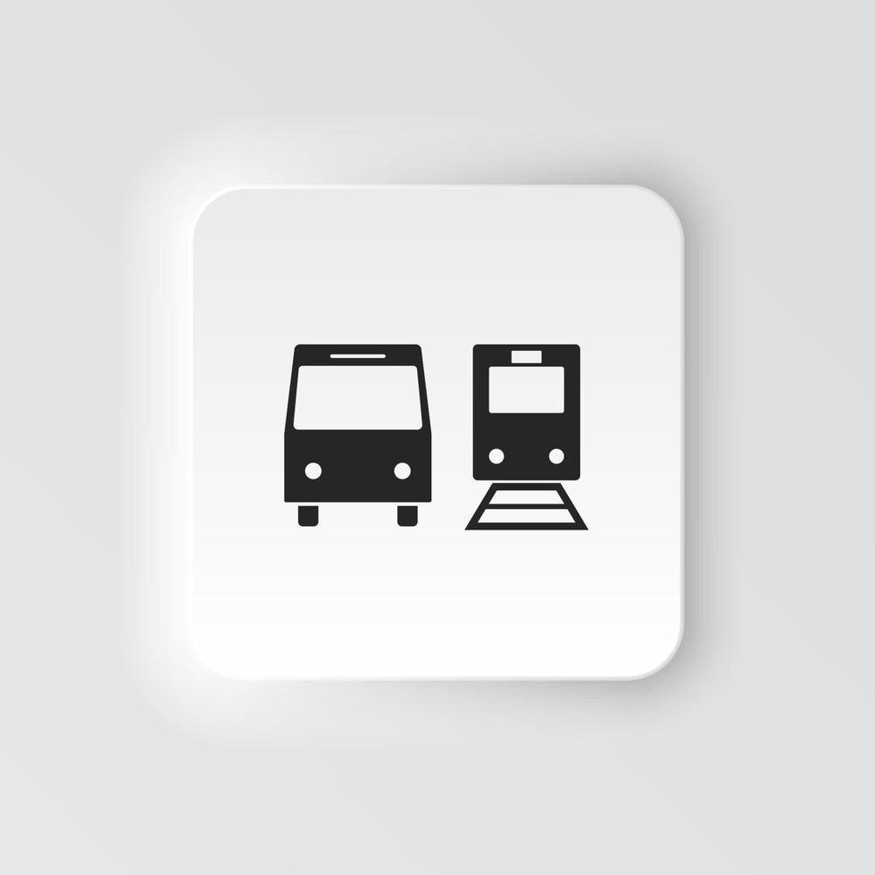 rectángulo botón icono autobús tren. botón bandera rectángulo Insignia interfaz para solicitud ilustración en neomórfico estilo en blanco antecedentes vector