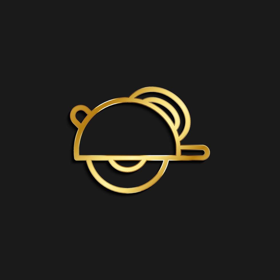 circular, saw gold icon. Vector illustration of golden dark background .