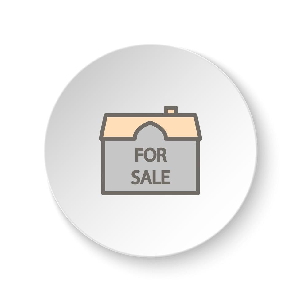 Round button for web icon, for sale, house. Button banner round, badge interface for application illustration on white background vector