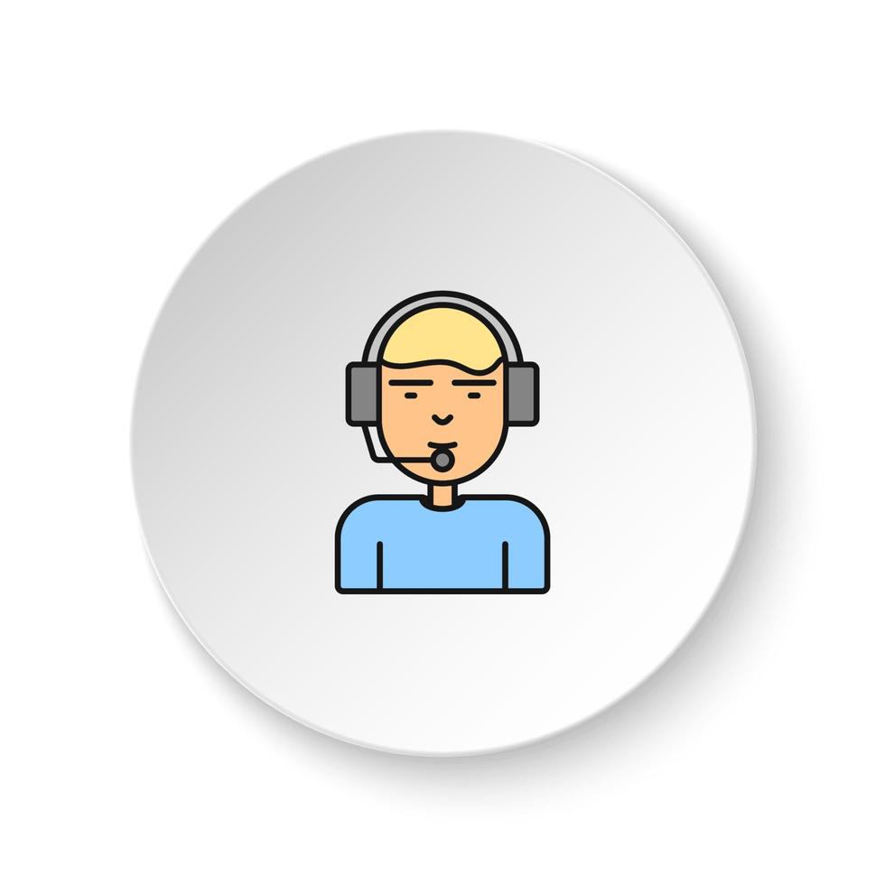 Round button for web icon, customer service, online. Button banner round, badge interface for application illustration on white background vector