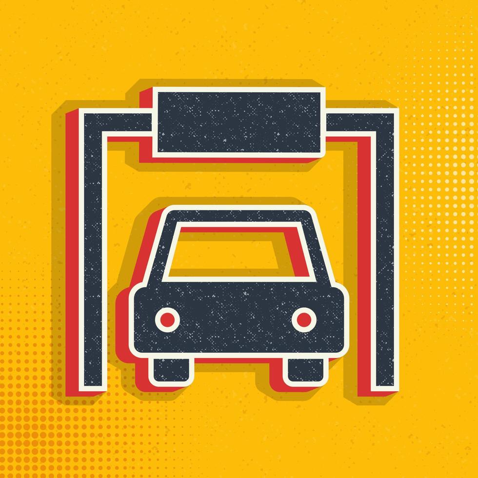 Car, garage pop art, retro icon. Vector illustration of pop art style on retro background