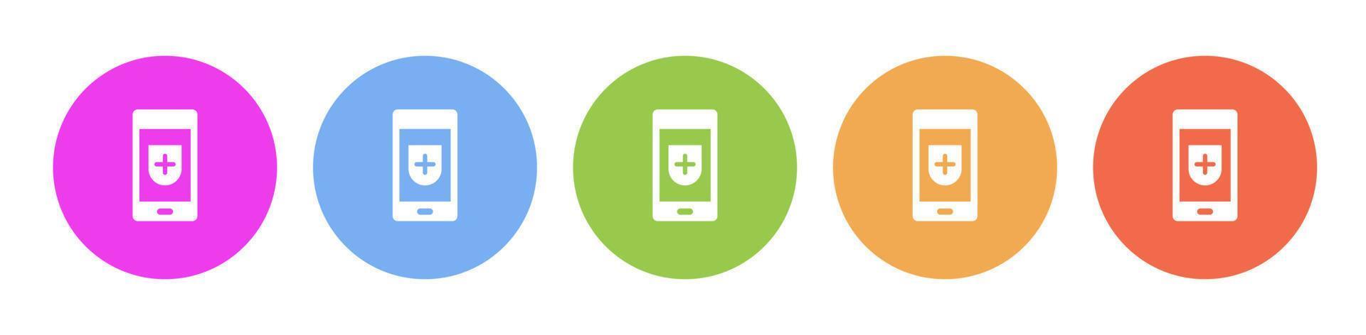 Multi colored icon phone security. Button banner round badge interface for application illustration on white background vector