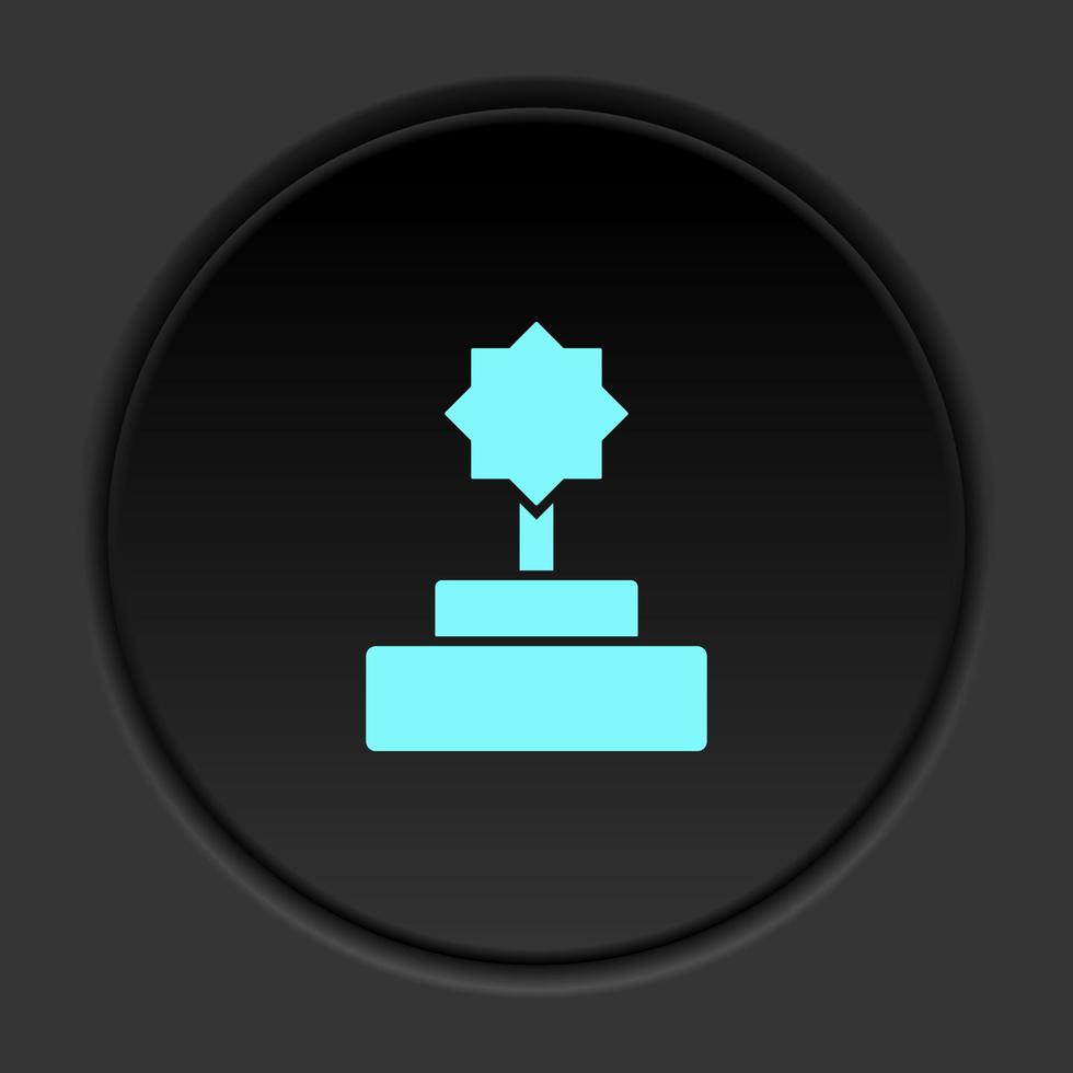 Round button icon, award, champion. Button banner round, badge interface for application illustration on dark background vector
