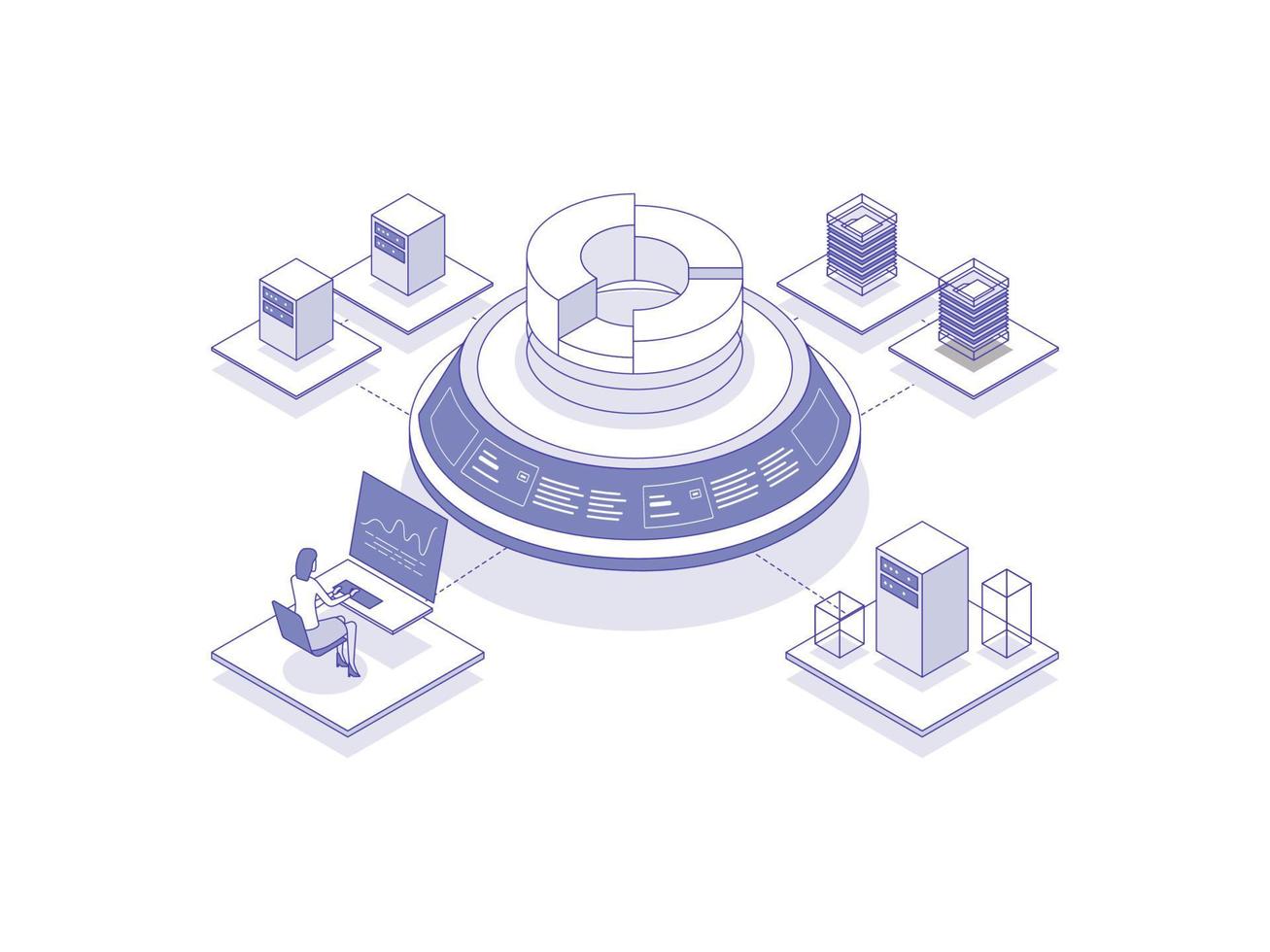Data analytics Isometric Illustration Lineal Color. Suitable for Mobile App, Website, Banner, Diagrams, Presentation, and Other Graphic Assets. vector