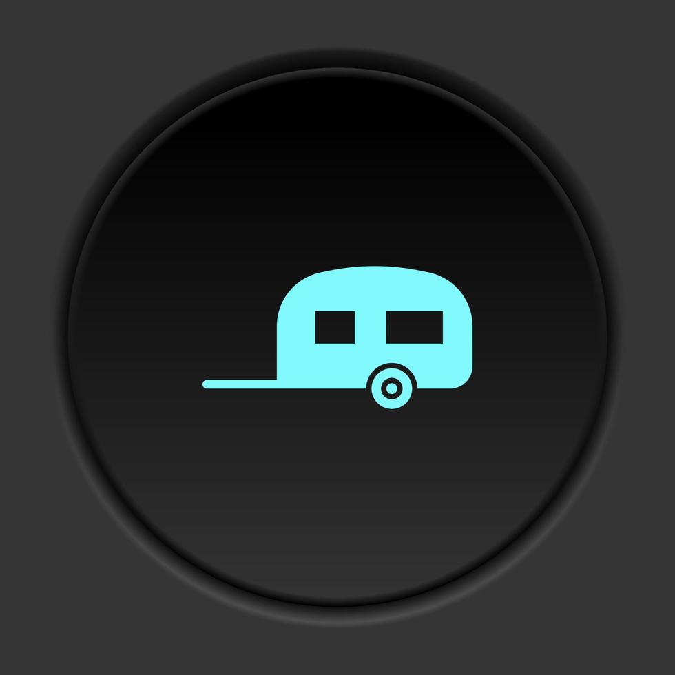 Round button icon Caravan. Button banner round badge interface for application illustration on dark background vector