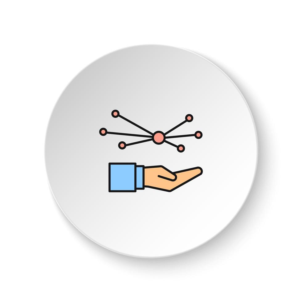 redondo botón para web icono, cuidado, conexión, red. botón bandera redondo, Insignia interfaz para solicitud ilustración en blanco antecedentes vector
