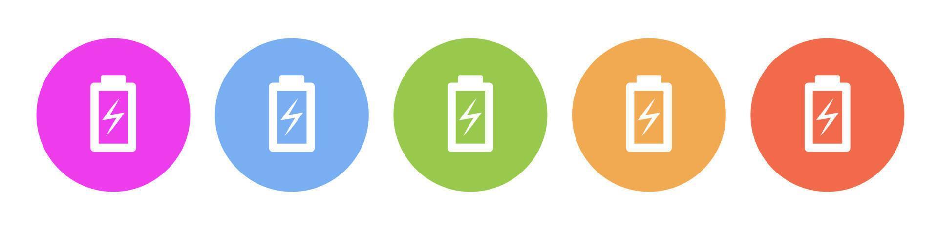 Multi colored icon charge battery. Button banner round badge interface for application illustration on white background vector