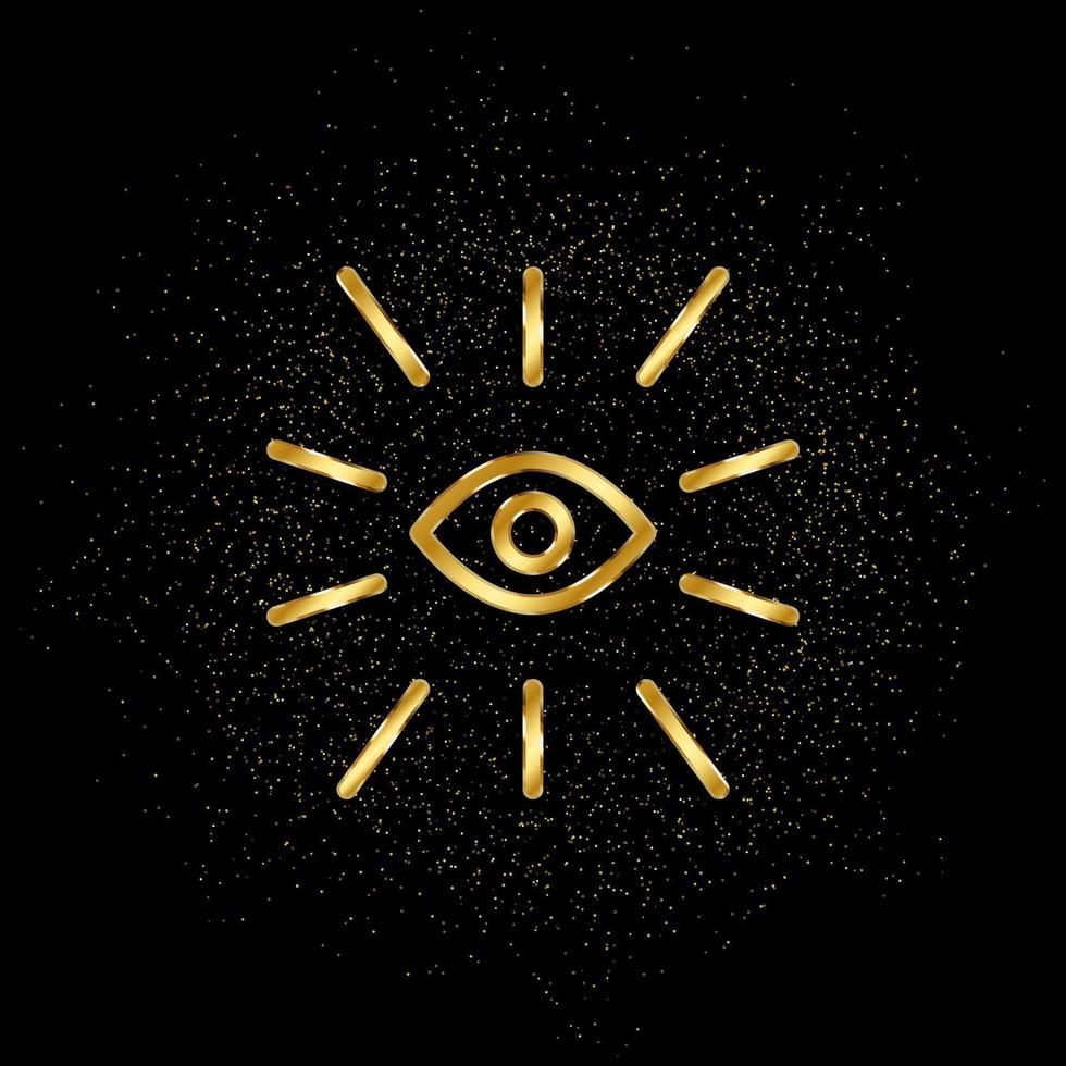 Eye gold icon. Vector illustration of golden particle background.. Spiritual concept vector illustration .