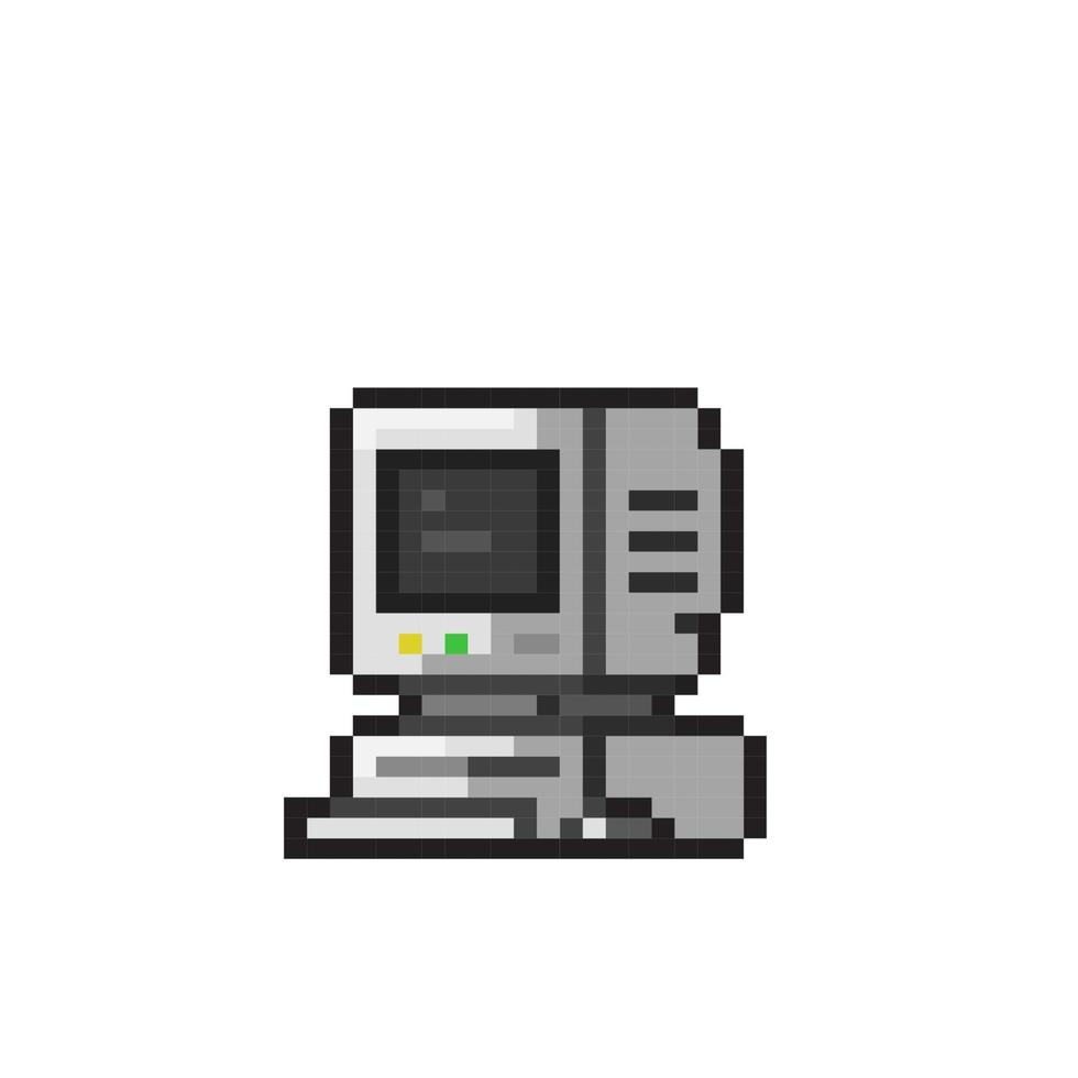 personal computer in pixel art style vector