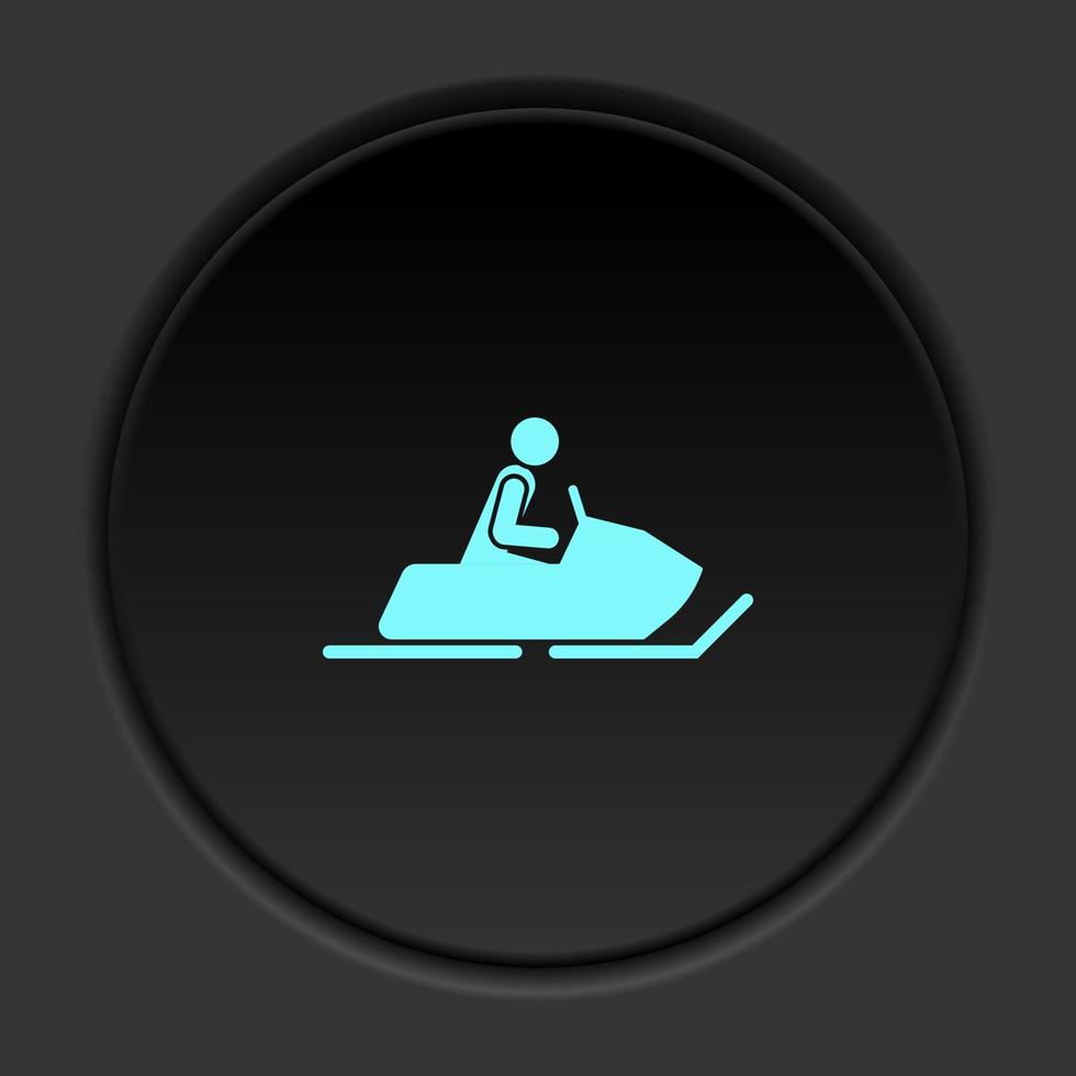 Round button icon Snow motorbike. Button banner round badge interface for application illustration on dark background vector