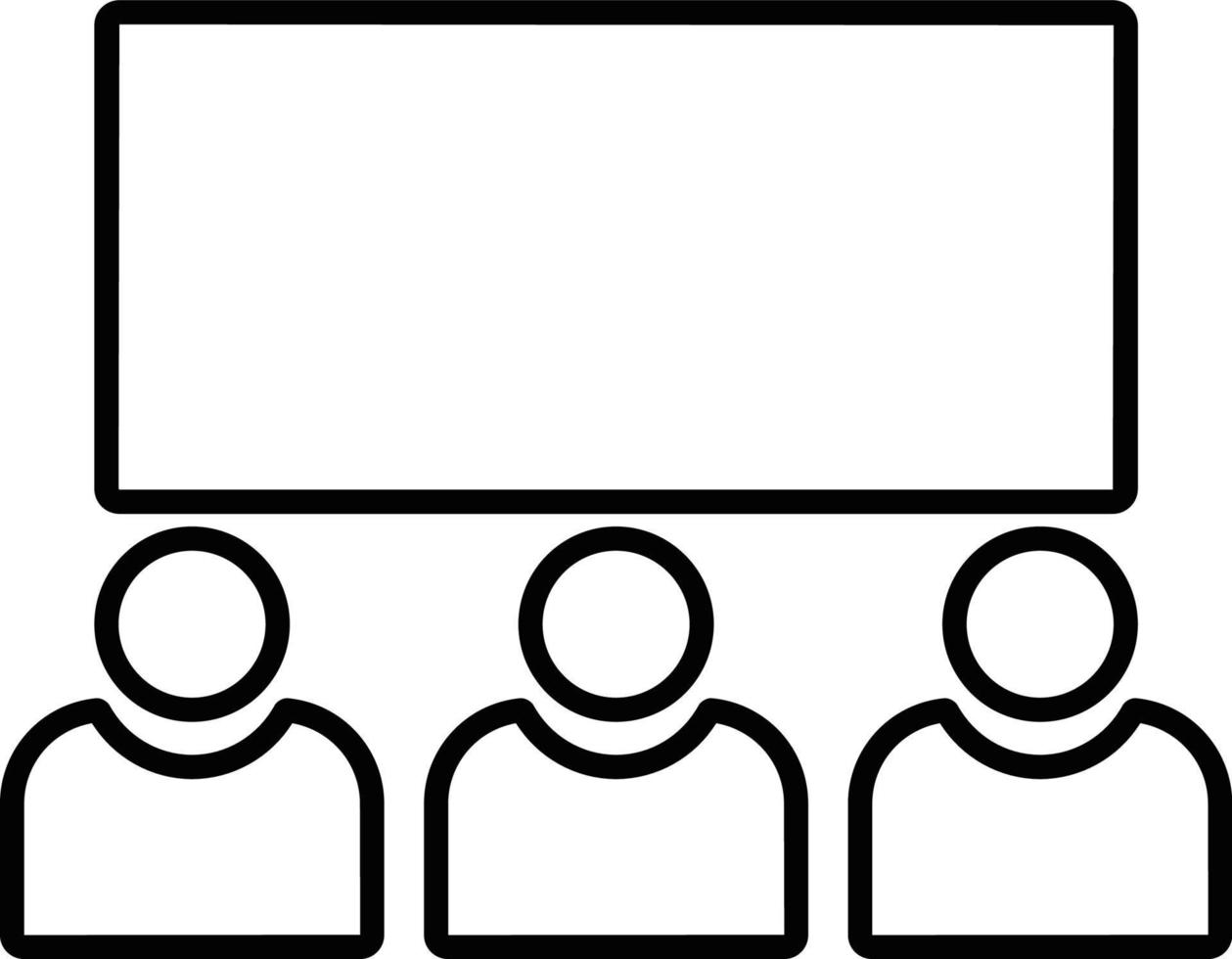 Line vector icon cinema, avatars, users. Outline vector icon on white background