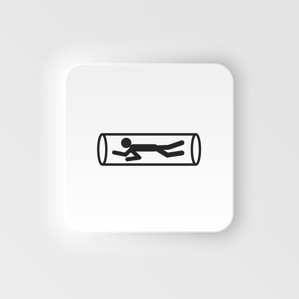 Danger Confined Space Symbol Sign, Vector Illustration, Isolate neumorphic icon. EPS10. Confined, inadequate, space neumorphic icon on white background