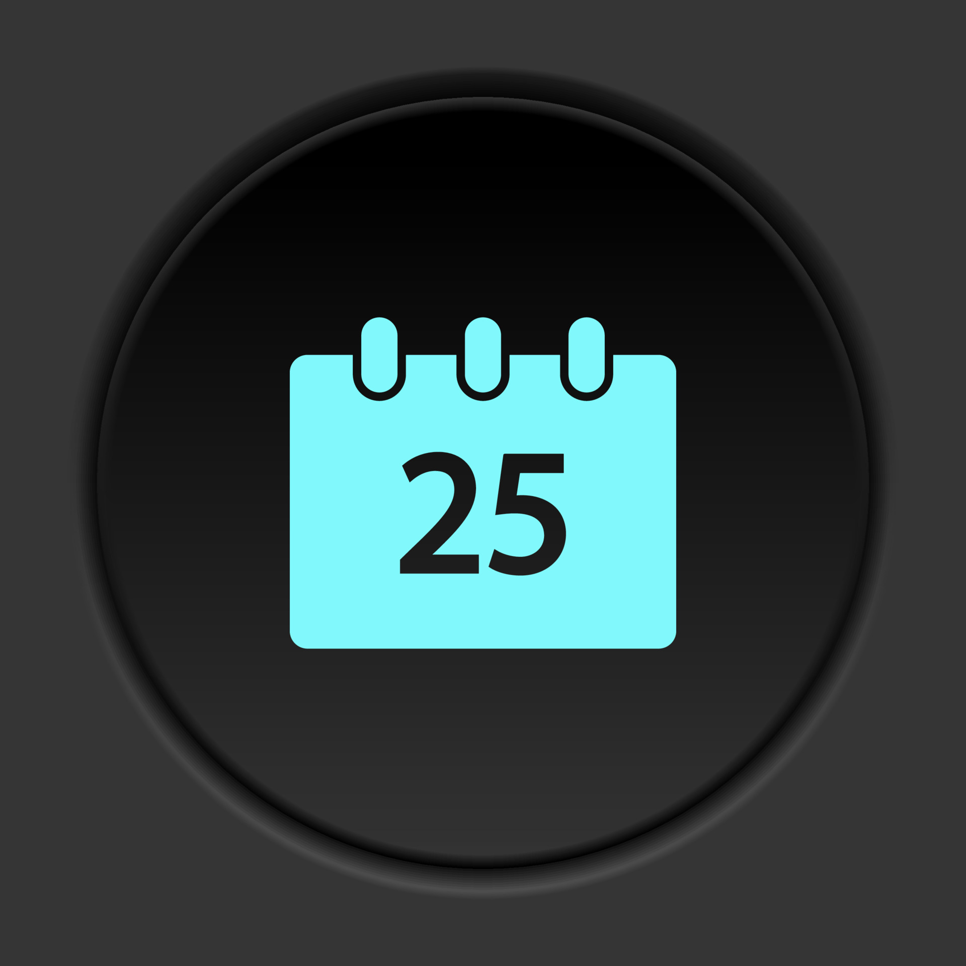 Round button icon, calendar, Christmas, event. Button banner round