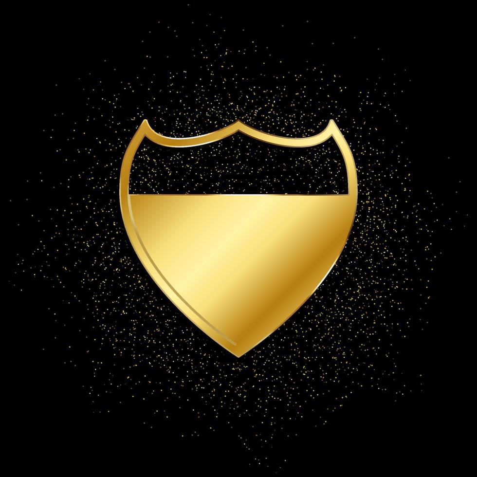 Police metal plate gold, icon. Vector illustration of golden particle on gold vector background