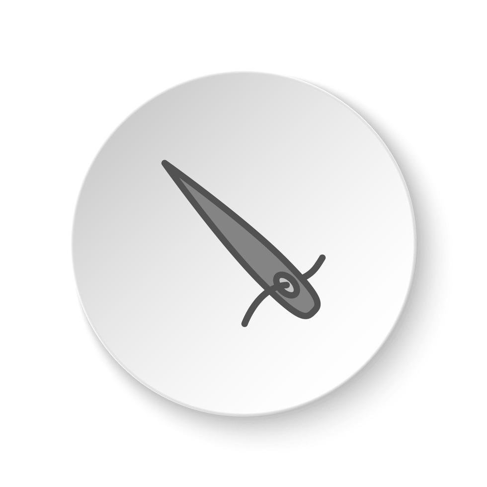 Round button for web icon, needle, sew, thread. Button banner round, badge interface for application illustration on white background vector