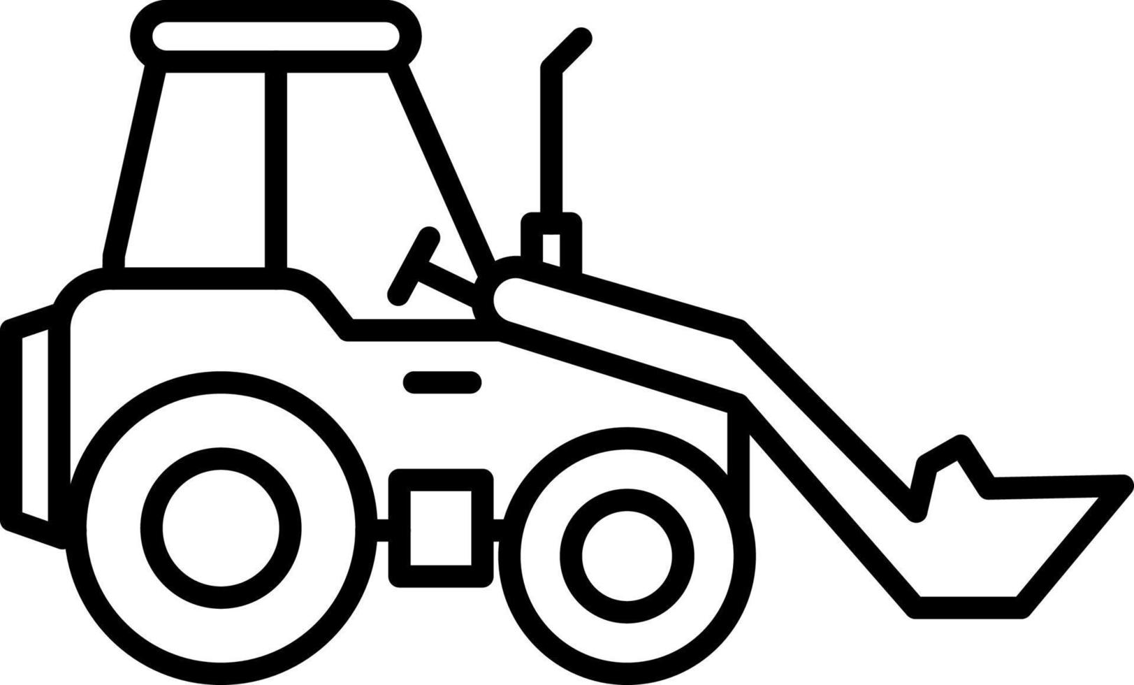 Bulldozer, front, loader vector icon on transparent background. Outline Bulldozer, front, loader vector icon