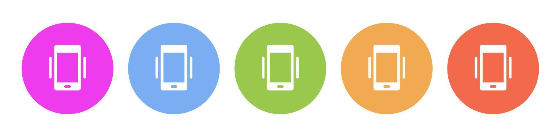Multi colored icon phone vibrate. Button banner round badge interface for application illustration on white background vector