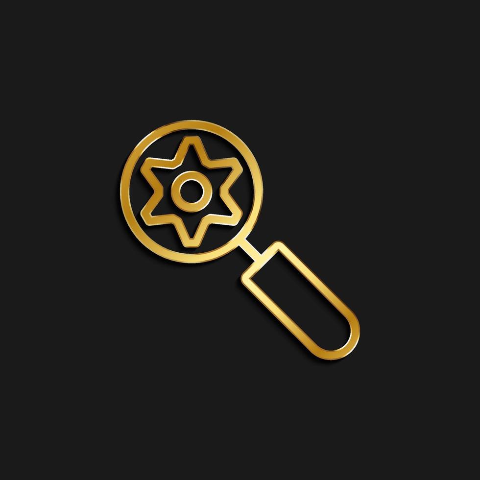 zoom, setting gold icon. Vector illustration of golden dark background .