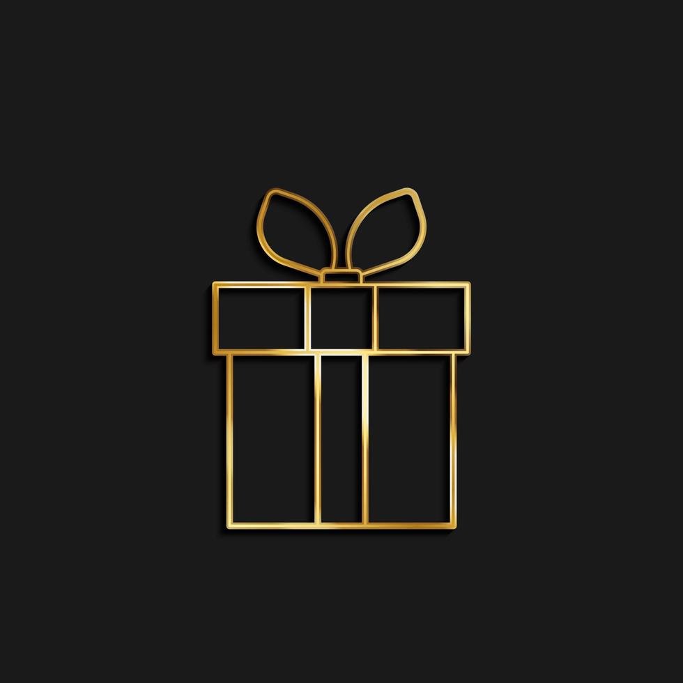 Gift, box, online gold icon. Vector illustration of golden icon on dark background