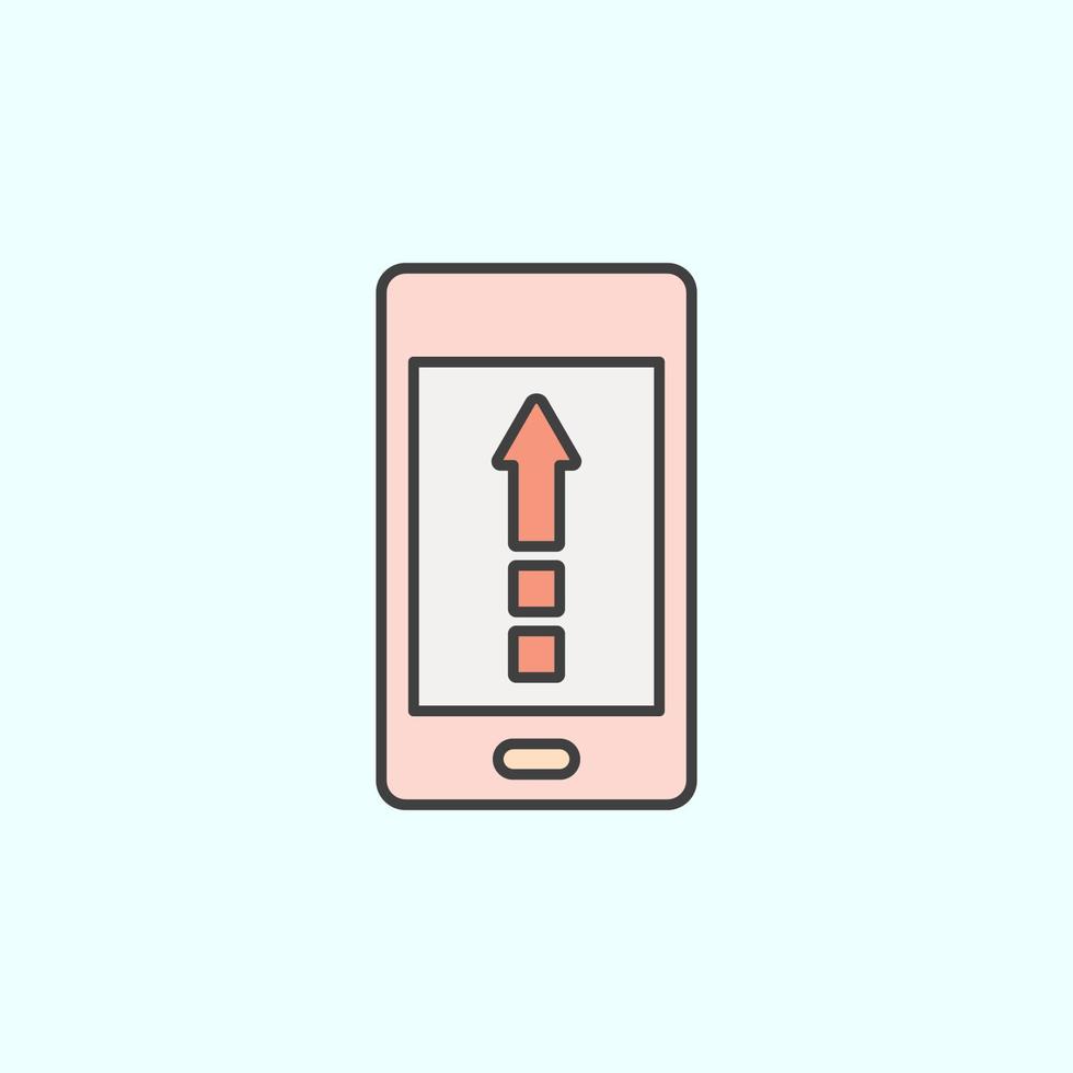 phone, arrow up, upload color vector icon, vector illustration on white background