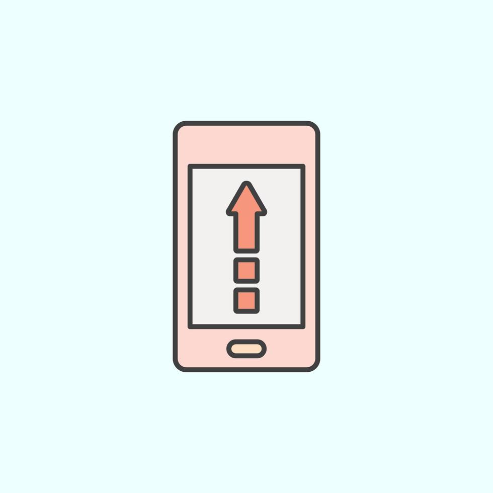 phone, arrow up, upload color vector icon, vector illustration on white background